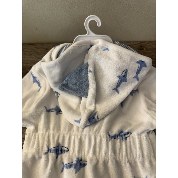 New Carter’s Baby Bathrobe White Dino Dinosaur Print Size 0-9M W8 - Picture 4 of 4